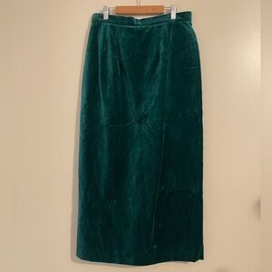 Vintage Susan Bristol Maxi Skirt Womens 12 Green Velvet Minimalist Renaissance